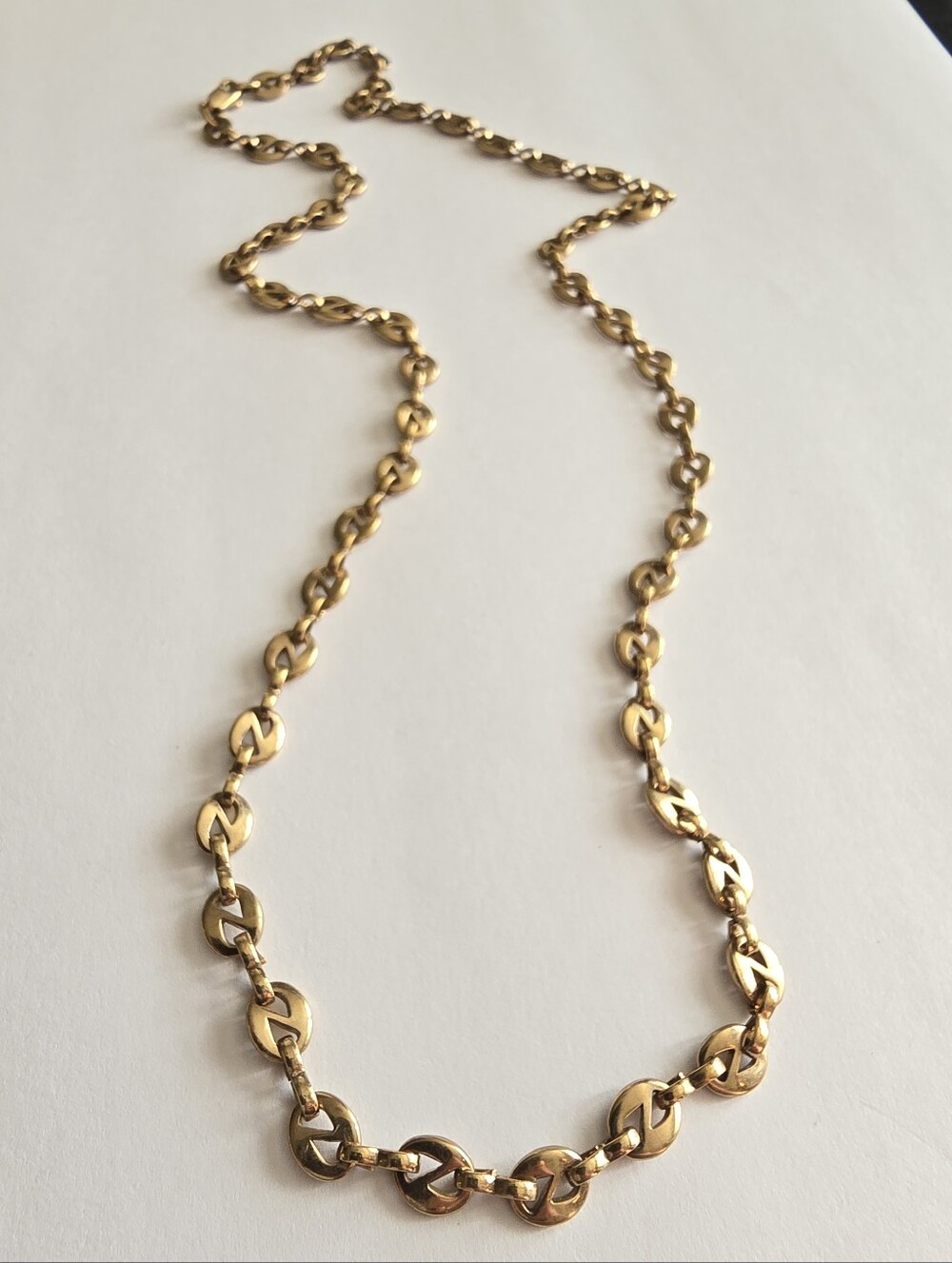 Necklace mariner link anchor link gold tone metal
